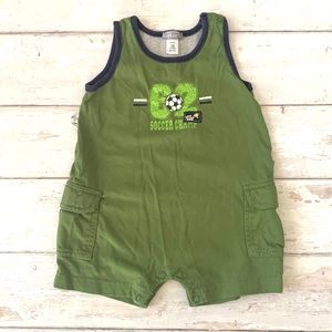Carters 12m Baby Boys Summer Romper Soccer Print Olive Green Shirts Tank Top